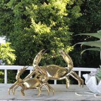 黄銅製蟹彫刻矢立　Yatate of brass with crab deco 黄銅製蟹彫刻矢立 Yatate of brass with crab deco
