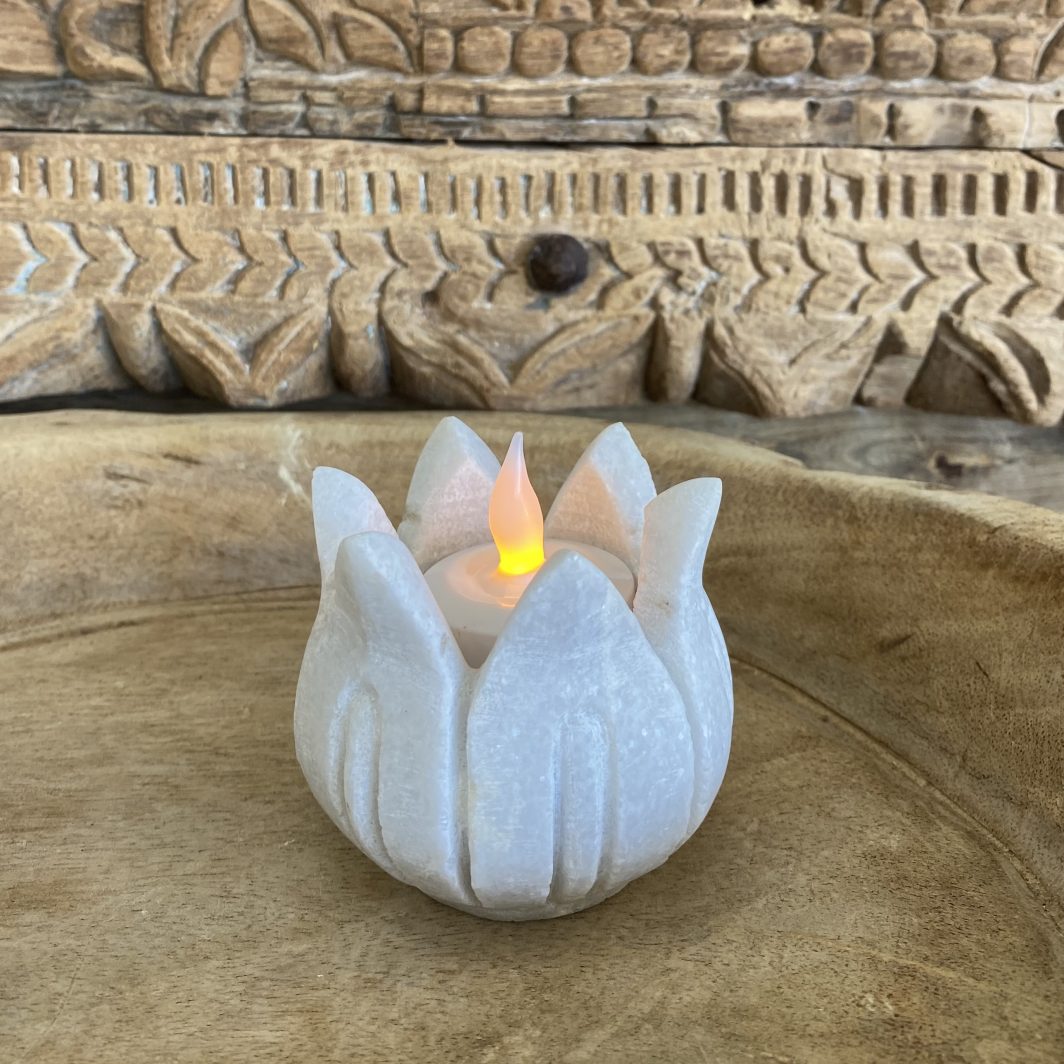 Marble Lotus Flower Tealight Holder - Image 4