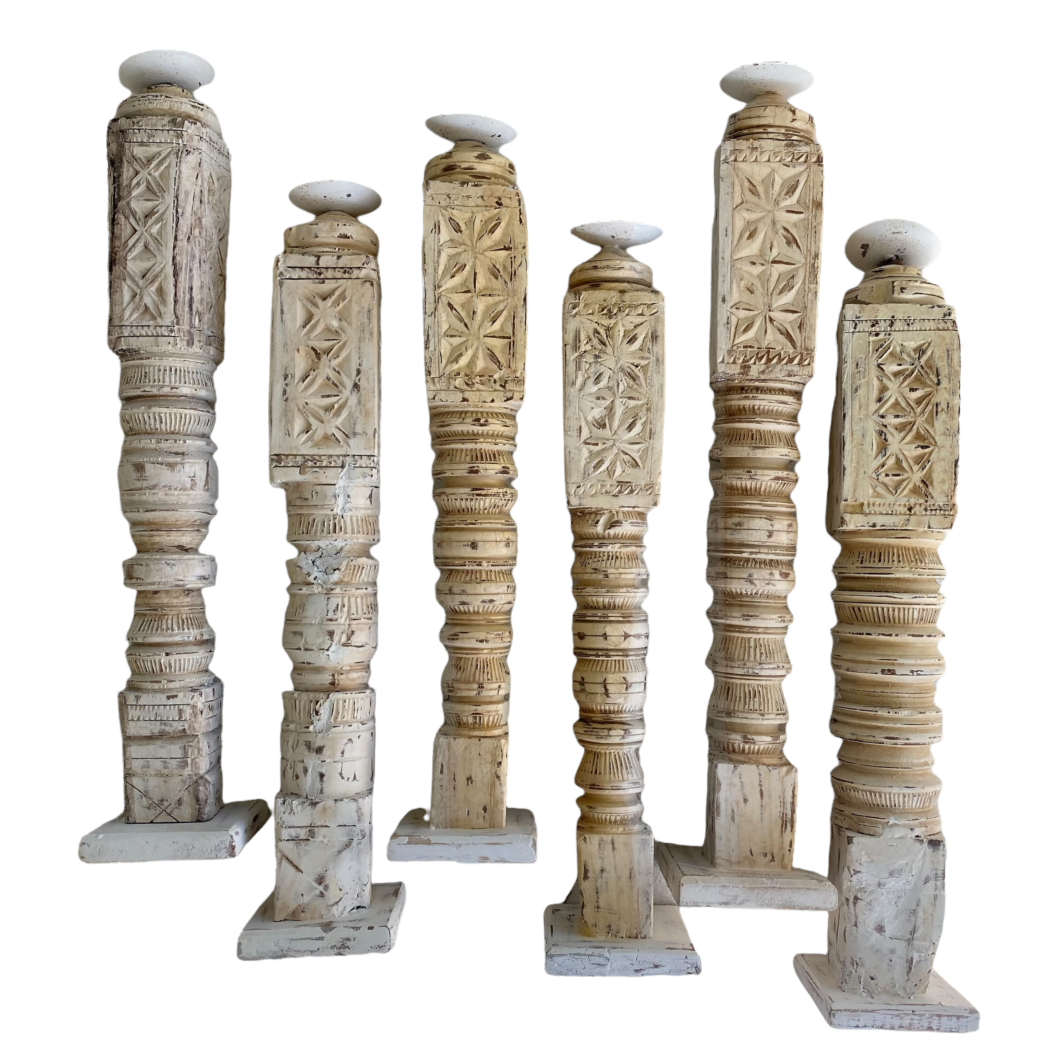 Tall Indian Candle Stand - Whitewash