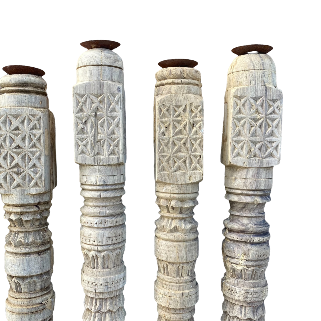 Tall Indian Candle Stand - Bleached - Image 2