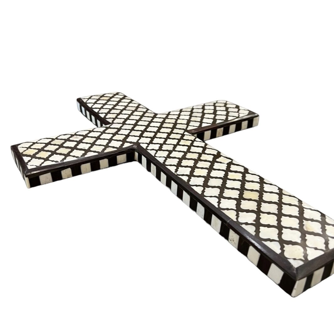 Indian Bone Inlay & Timber Cross - Image 3