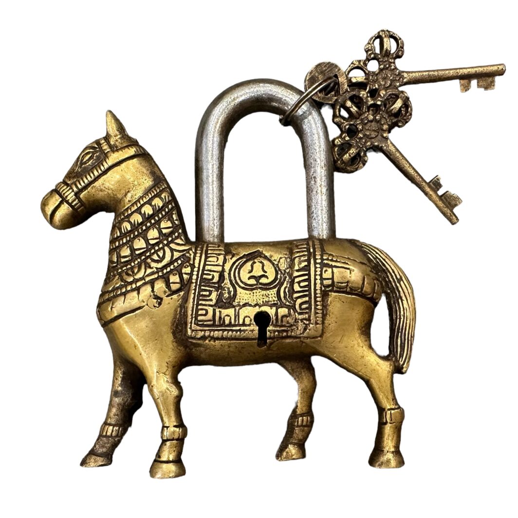 Indian Brass Padlock - Horse
