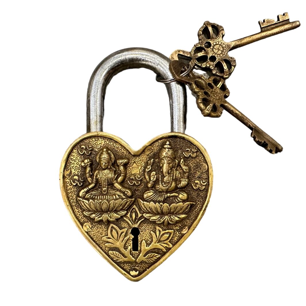 Indian Brass Padlock - Heart