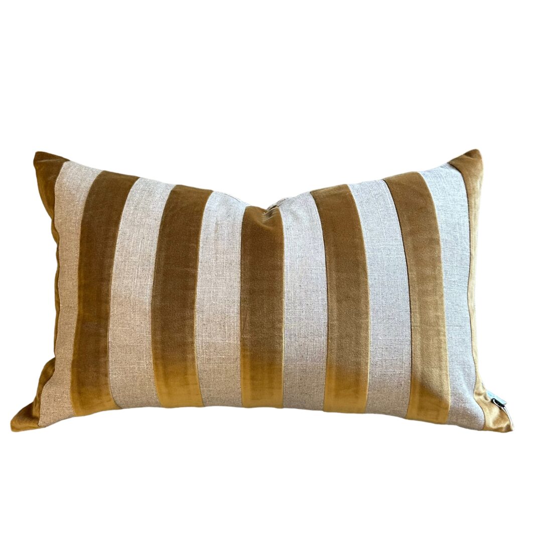 'Etro' Striped Lumbar Cushion - Toffee