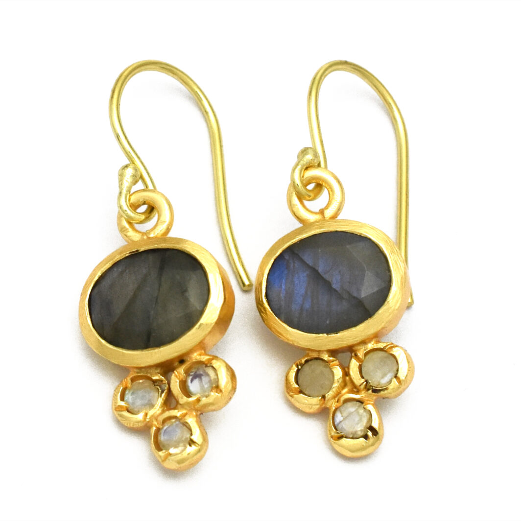 Gold Tapered Labradorite Earring