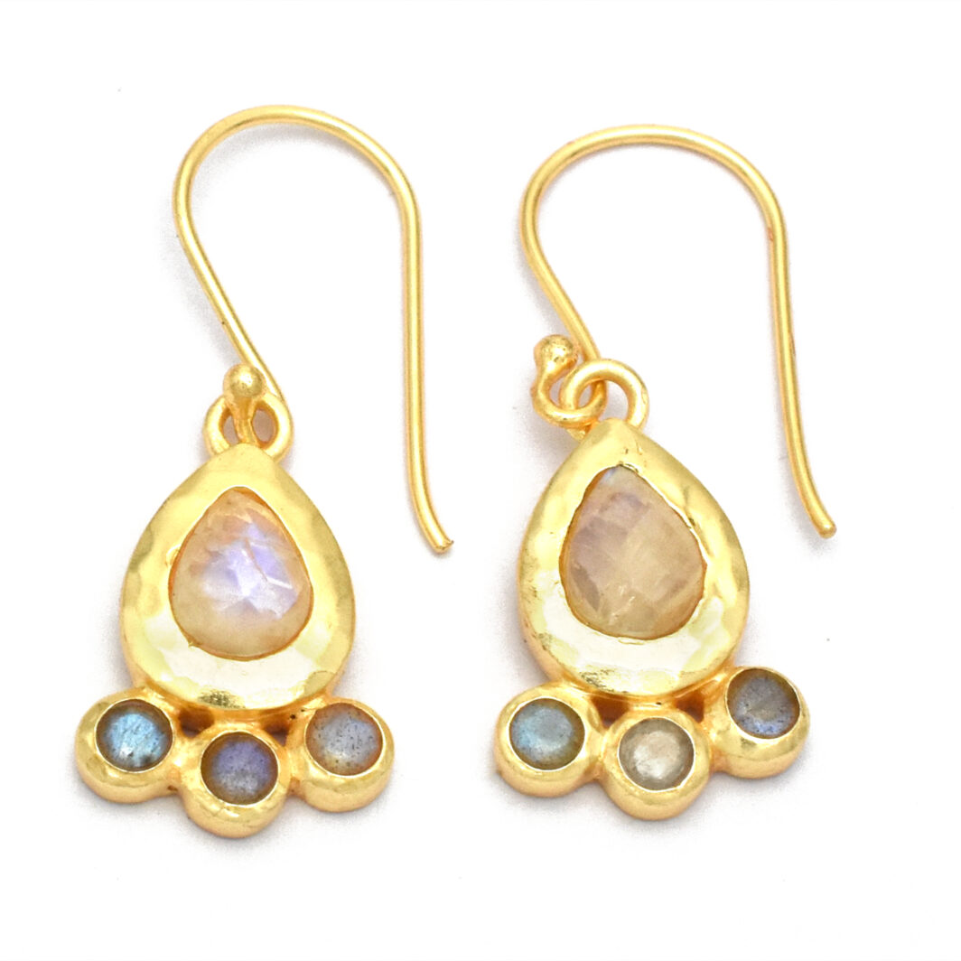 Teardrop Multi-stone Pendant Earrings