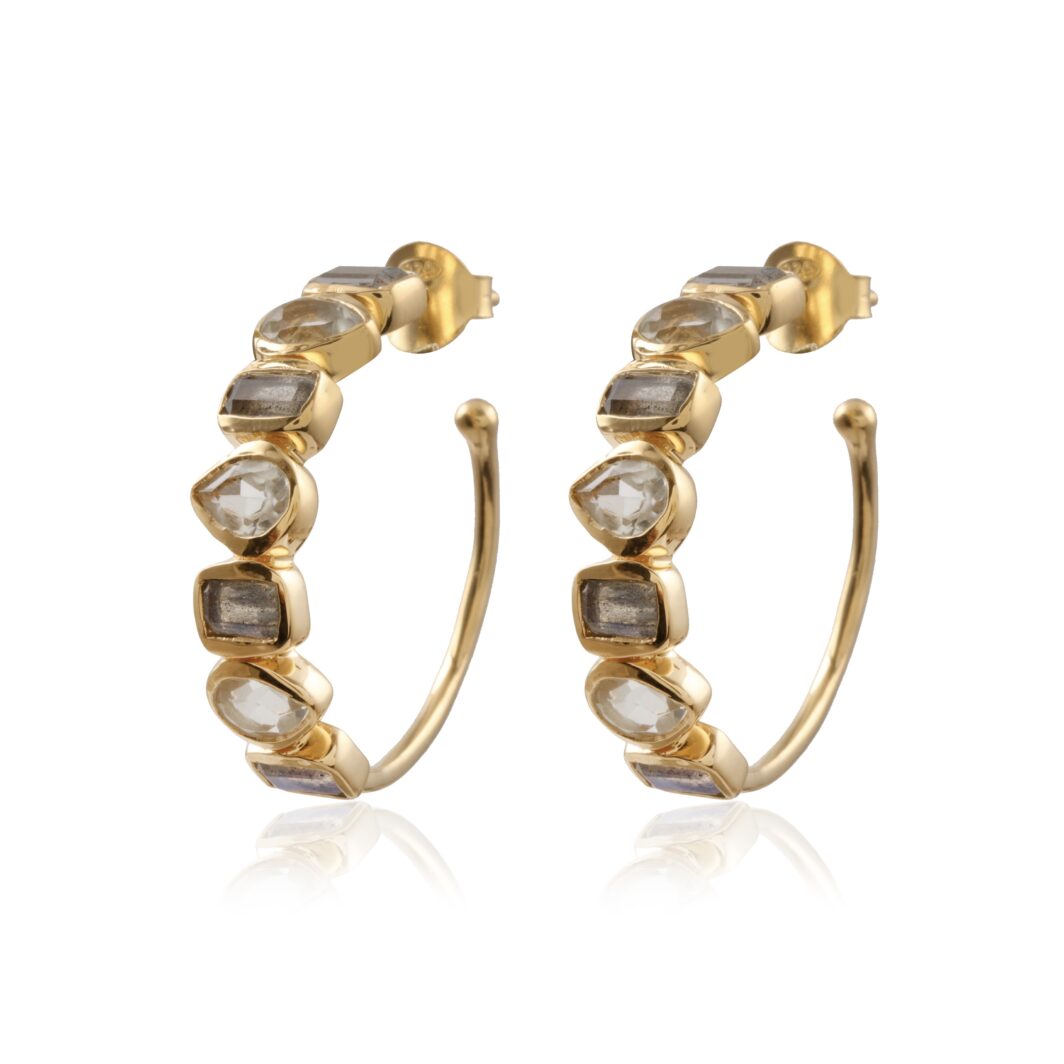 Small Multi-Stone Hoop Earring