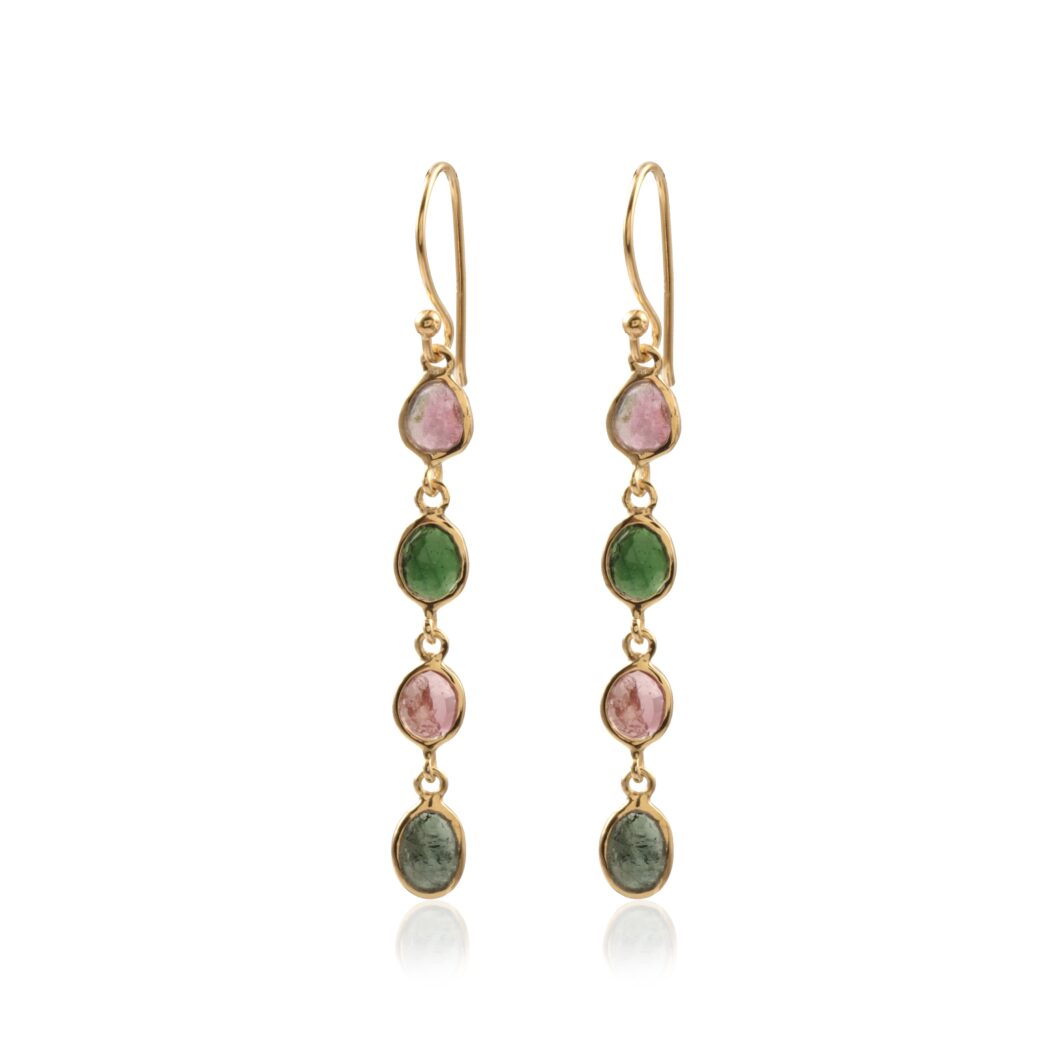 Multi Stone Faceted Drop Earrings