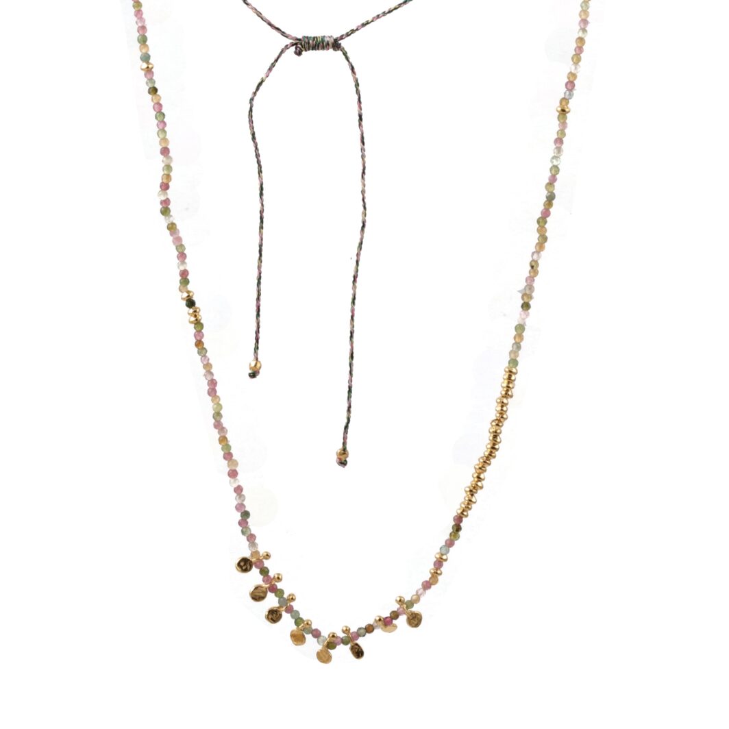 Multi Drop & Tourmaline Necklace on Silk - Image 2