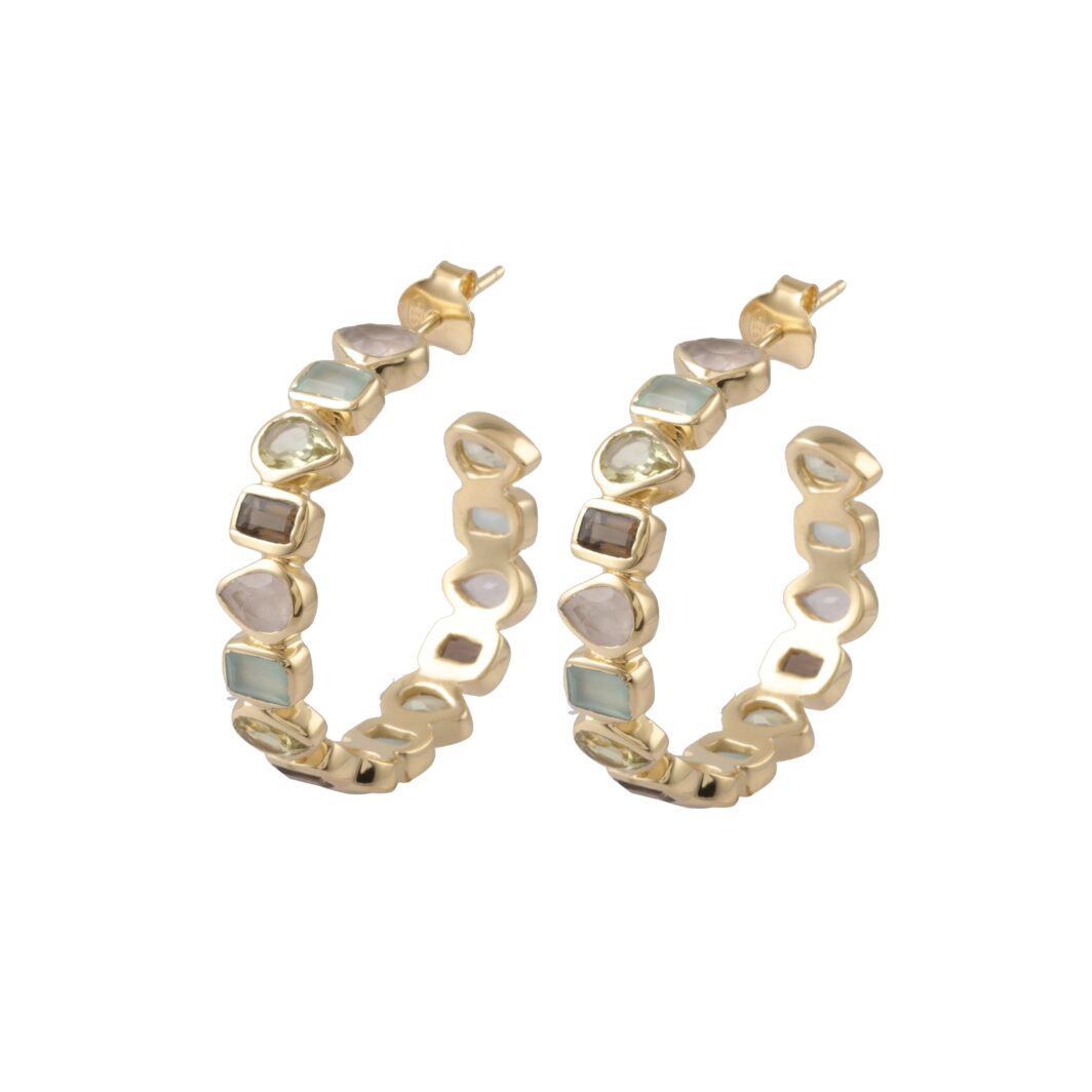 Large Multi-Stone Hoop Earring