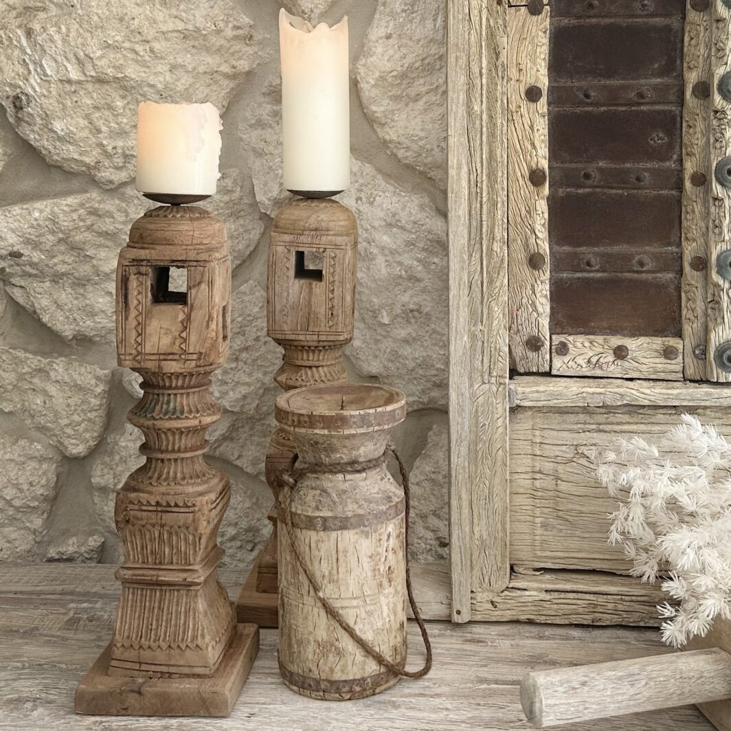 Indian Timber & Rope Candle Holder - Image 5