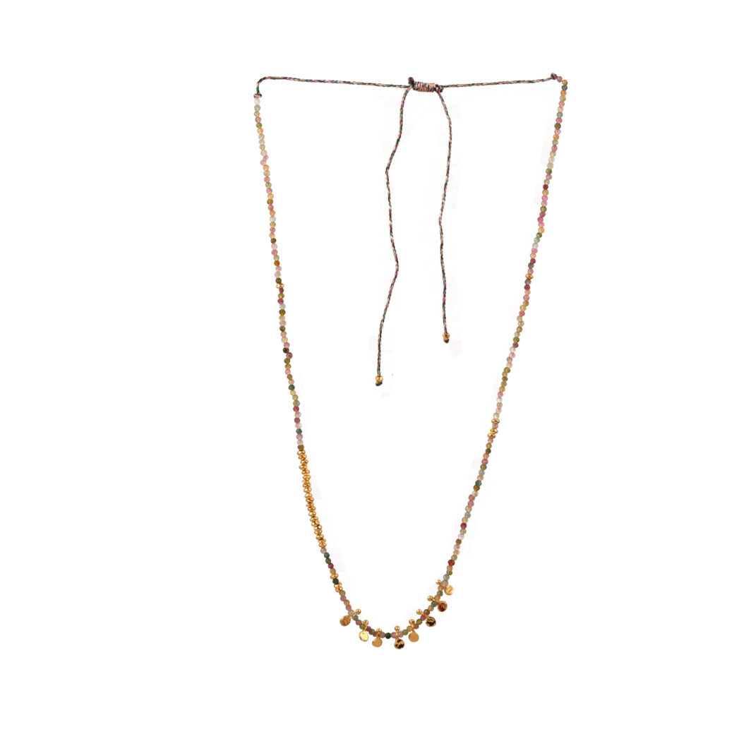 Multi Drop & Tourmaline Necklace on Silk