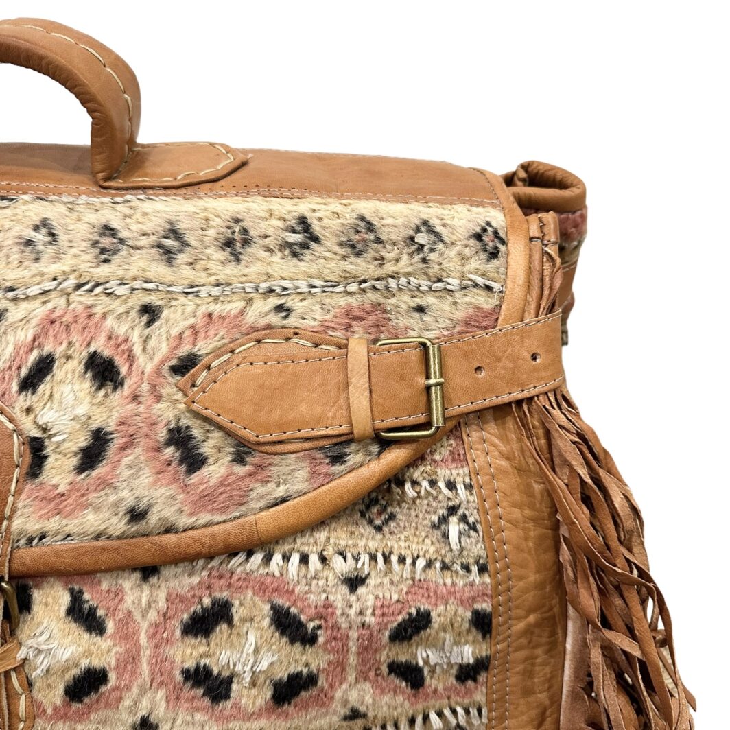 Moroccan Carpet Duffle Bag with Lather Tassel - Image 7