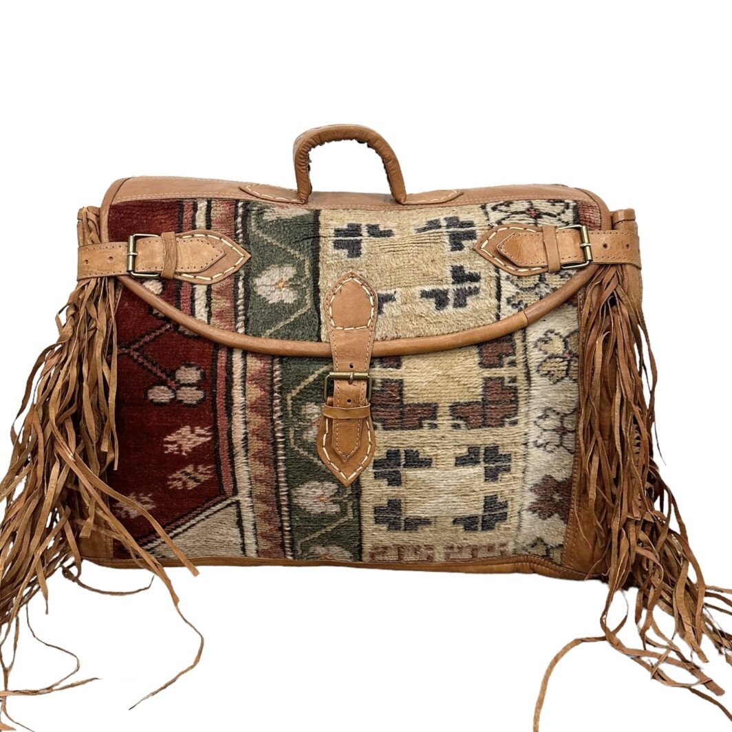 Moroccan Carpet Duffle Bag with Lather Tassel - Image 9
