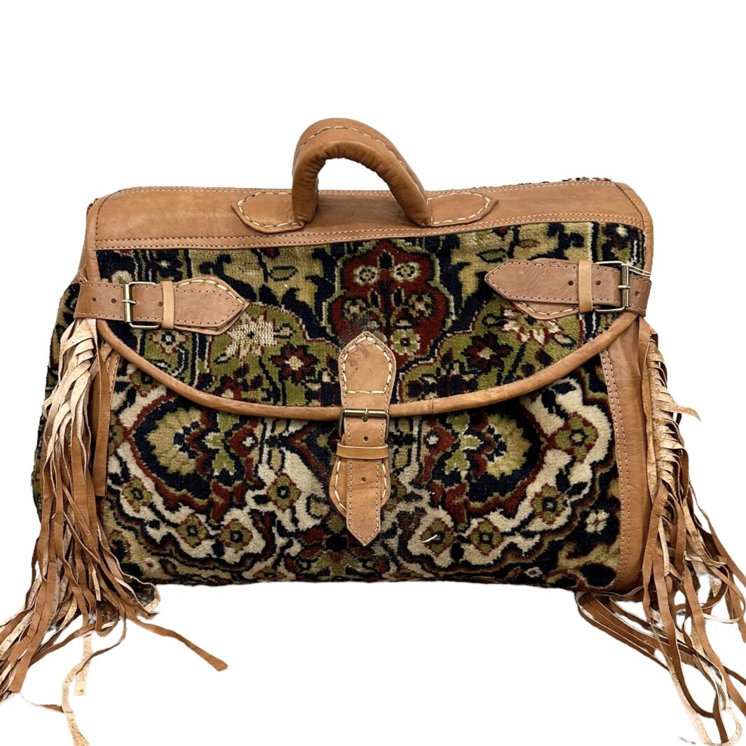 Moroccan Carpet Duffle Bag with Lather Tassel - Image 11