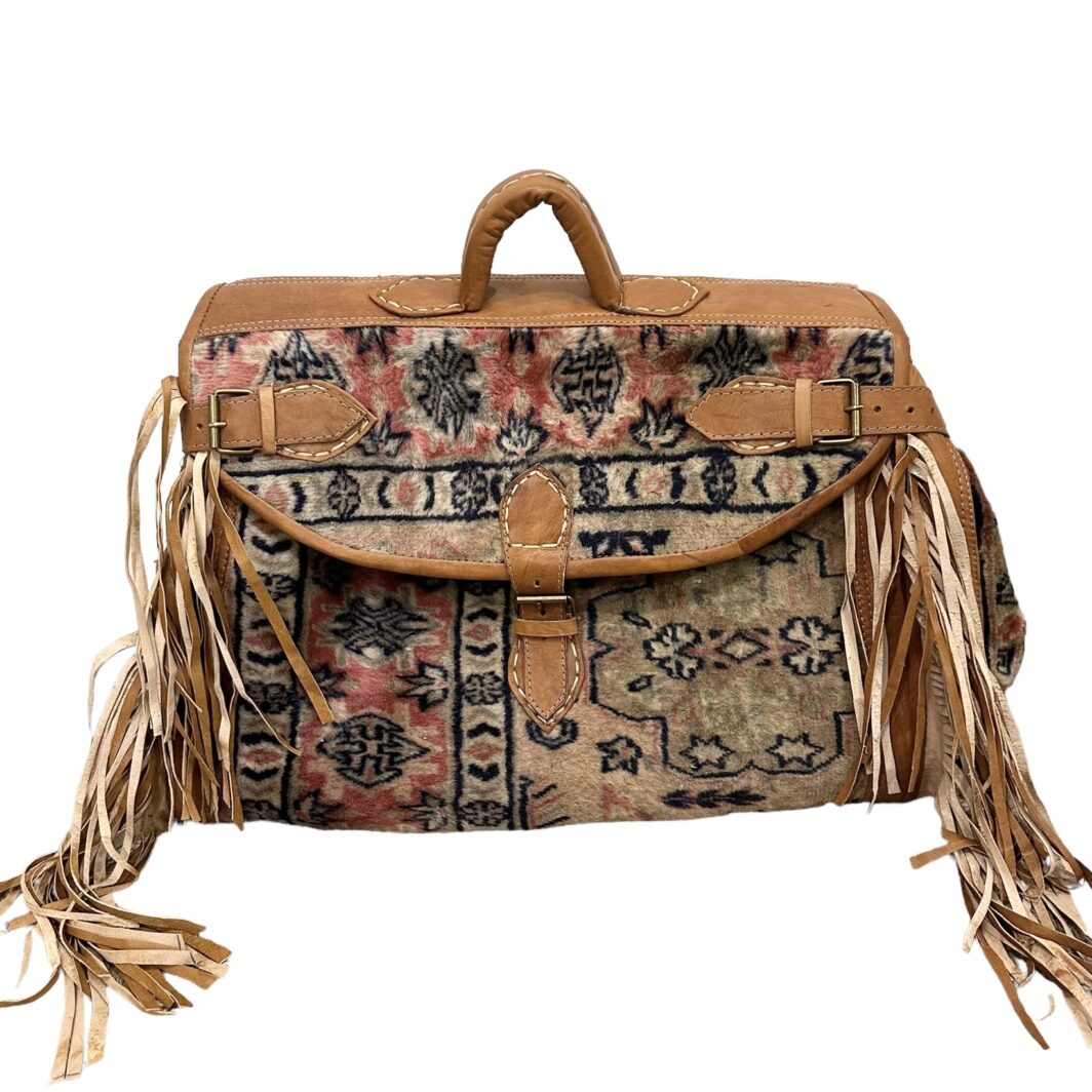 Moroccan Carpet Duffle Bag with Lather Tassel - Image 13