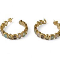 Large Multi-Stone Hoop Earring - Image 2