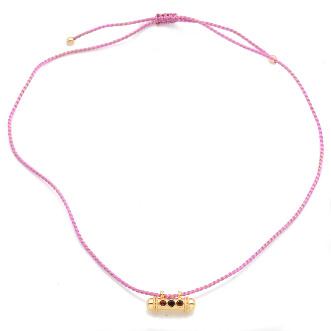 Gold Talisman on Pink Thread