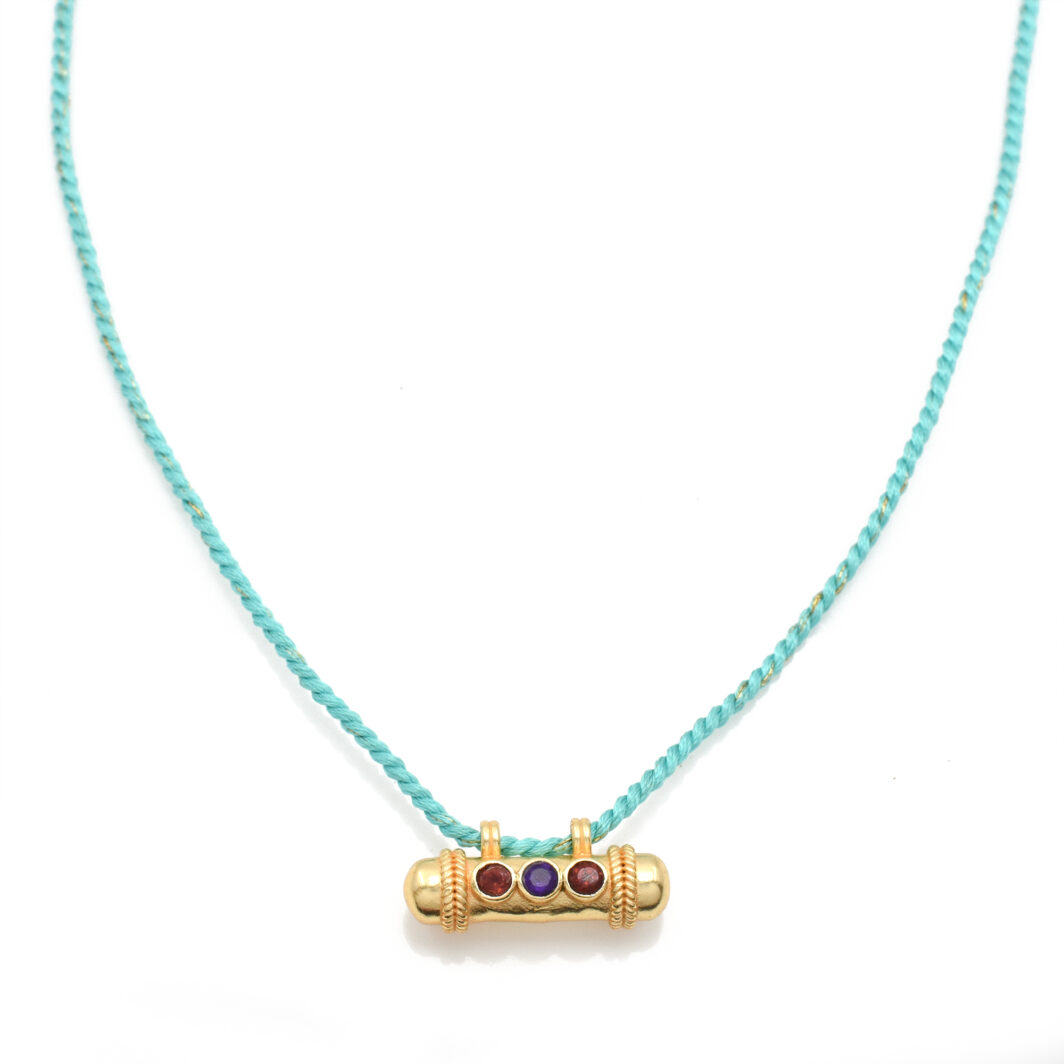 Gold Talisman on Aqua Thread - Image 2