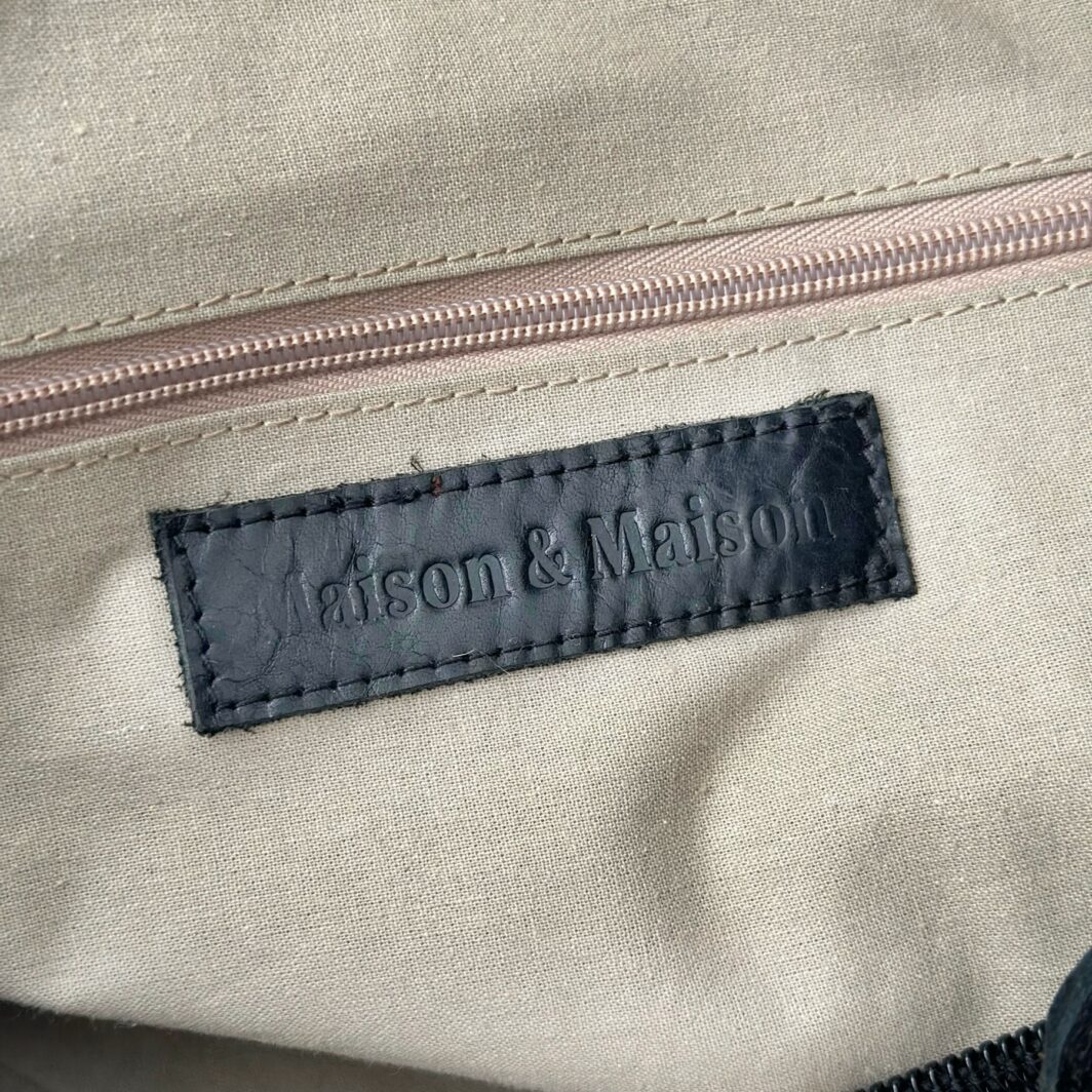 Leather & Canvas Weekend Bag 'Atticus' - Black & Walnut - Image 6