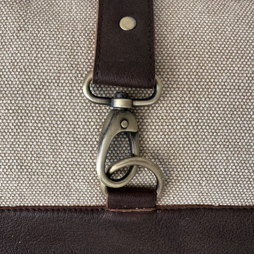 Canvas & Leather Backpack 'Othello' - Black & Walnut - Image 3
