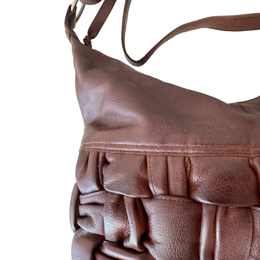 Washed Leather Cross Body Bag  'Cordelia' - Walnut - Image 2