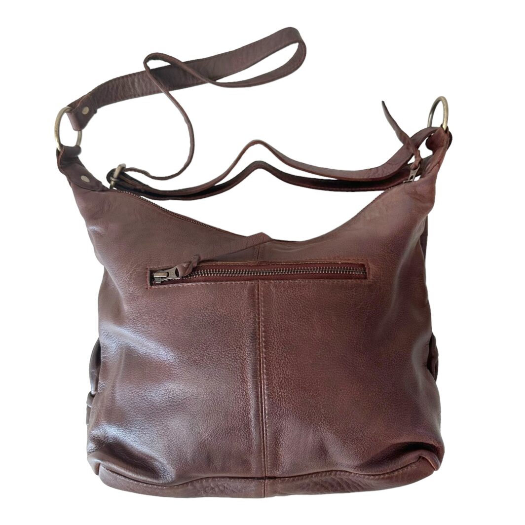 Washed Leather Cross Body Bag  'Cordelia' - Walnut - Image 3