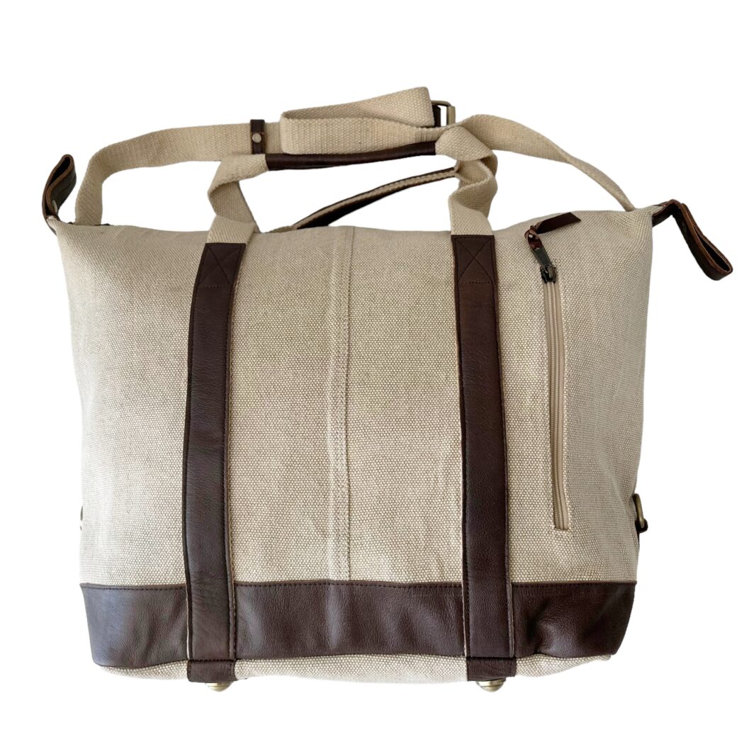 Canvas Duffel with Leather Trim 'Atlas' - Black & Walnut - Image 4