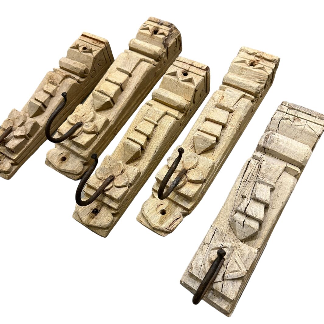 Elongated Timber Indian Wall Hook