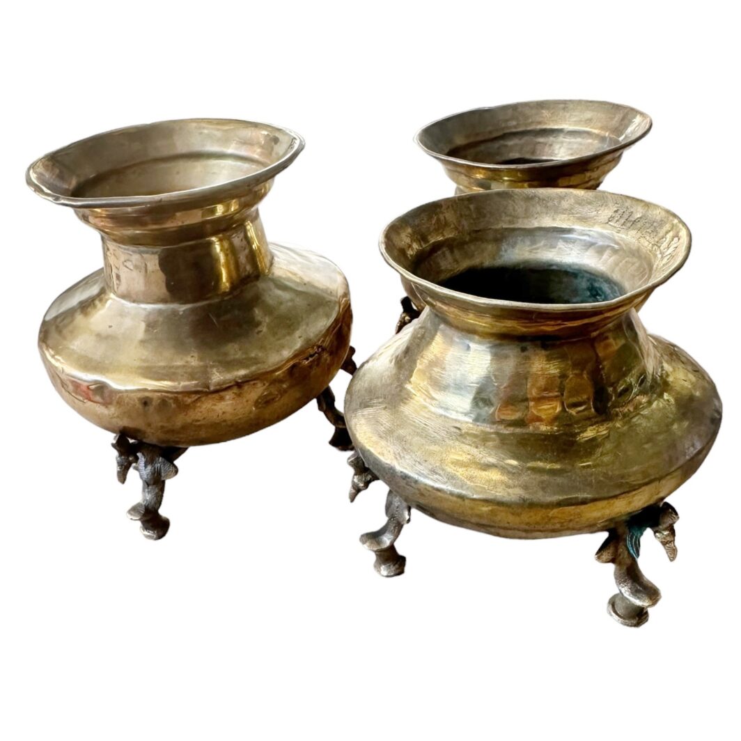 Brass Vase with Bird Feet