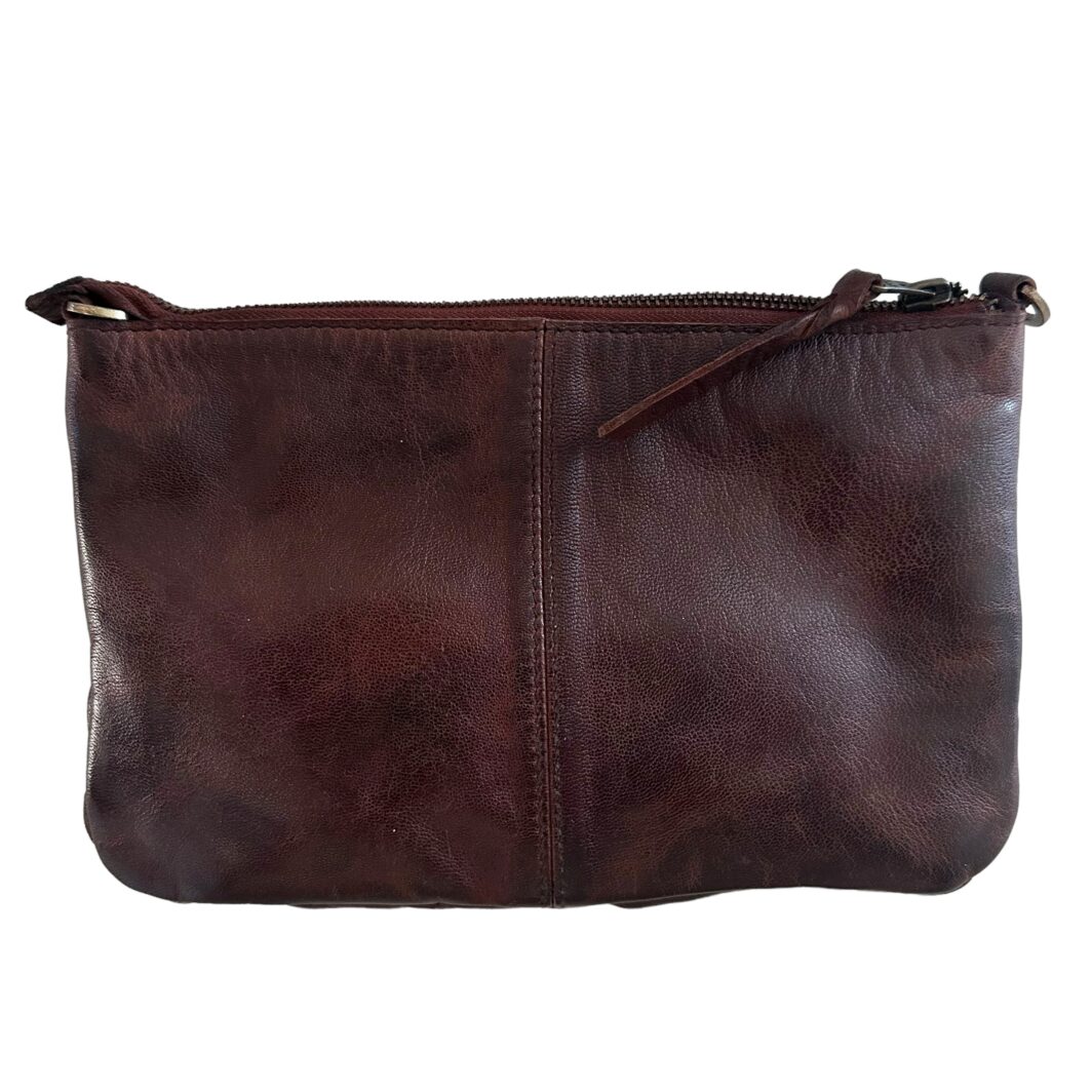 Washed Leather Cross Body Bag  'Emilia' - Walnut - Image 4