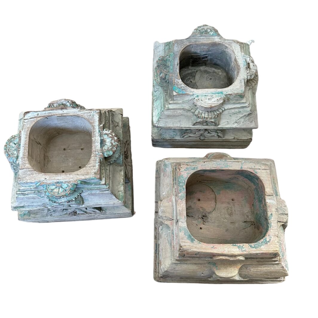 Square Carved Candle Holder - Image 4