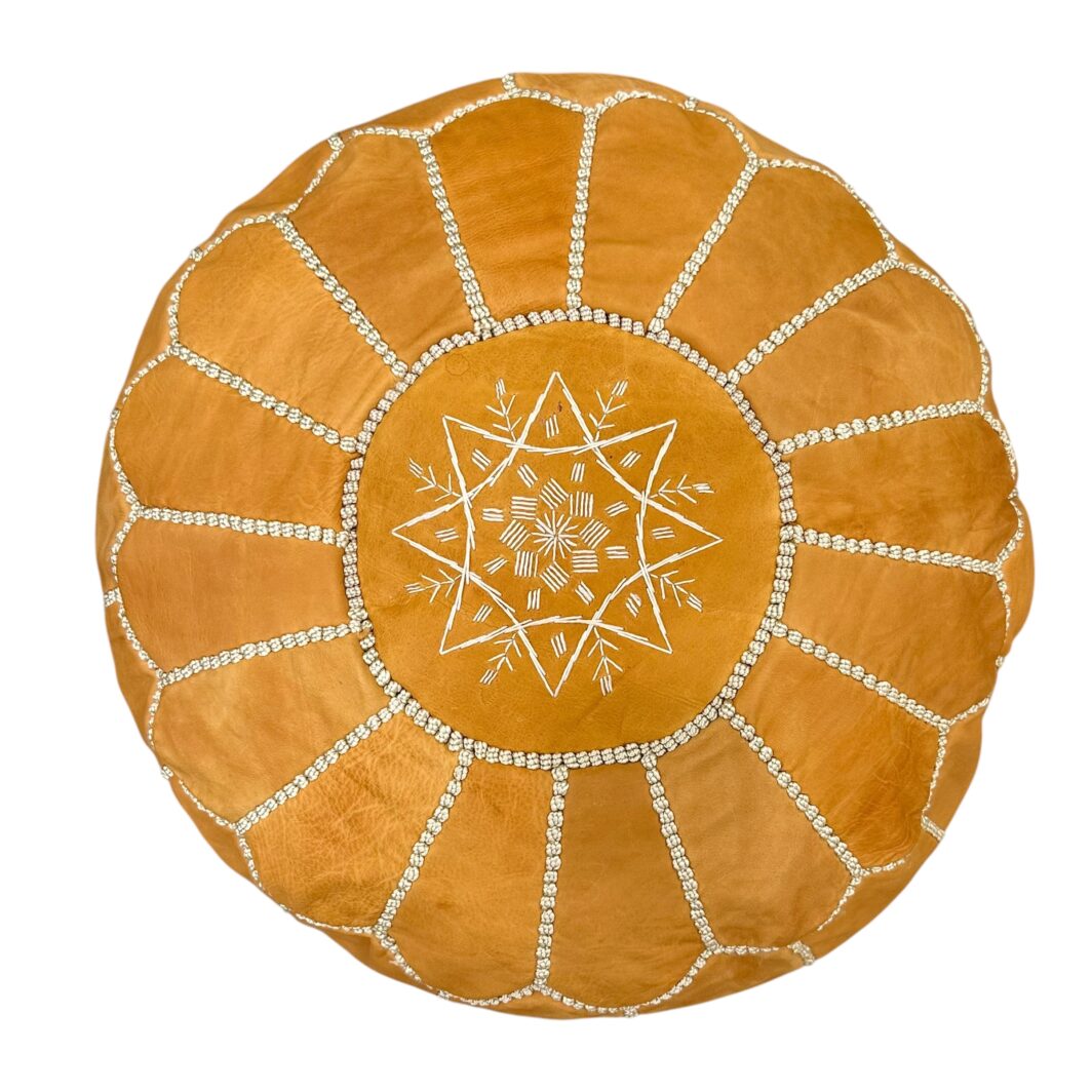 Moroccan Leather Pouffe - Image 4