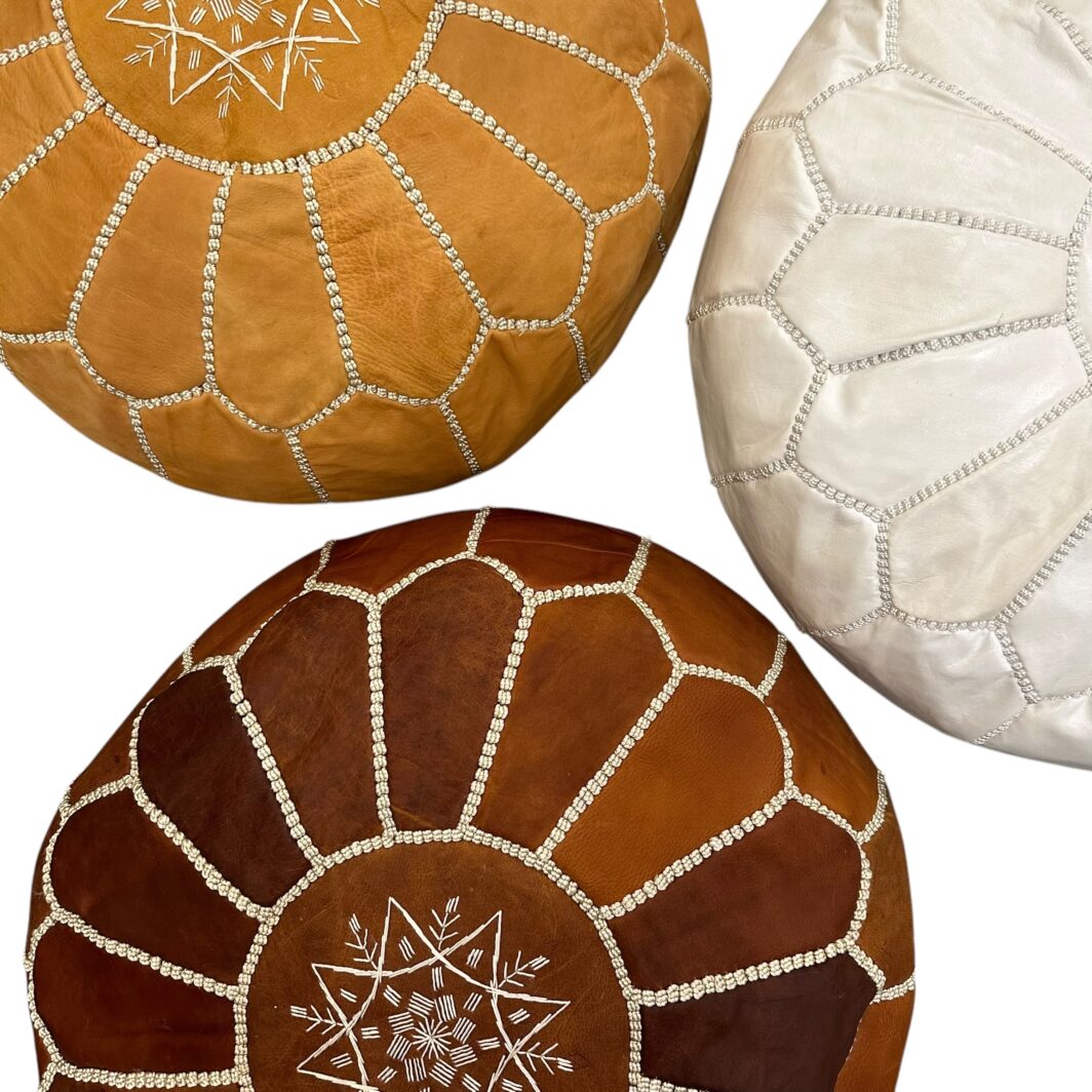 Moroccan Leather Pouffe - Image 5