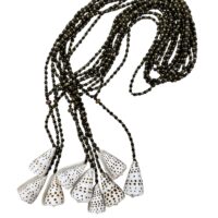 Delicate Beadede shell Necklace - Black & Gold || White & Gold - Image 2