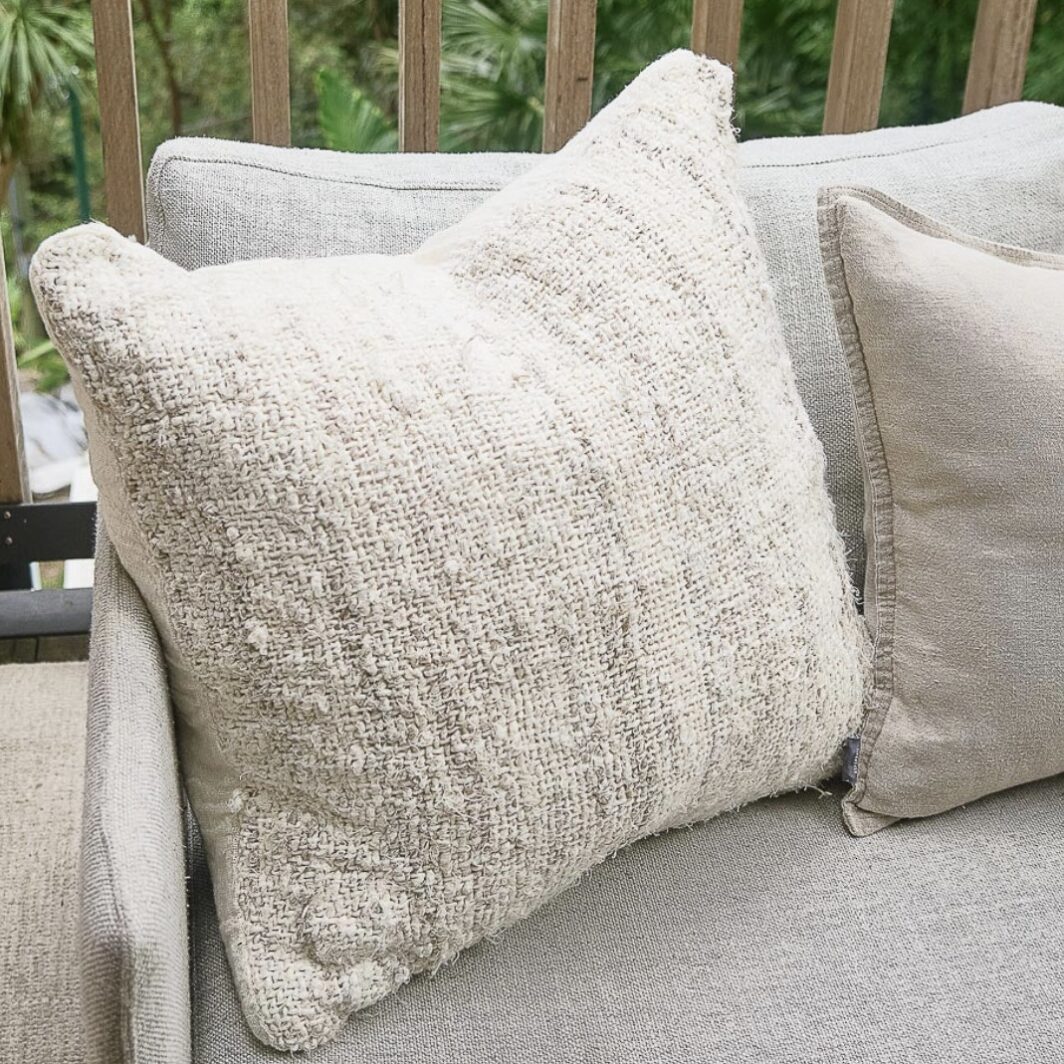 'Wabi' Handwoven Throw & Cushion - Ivory - Image 6