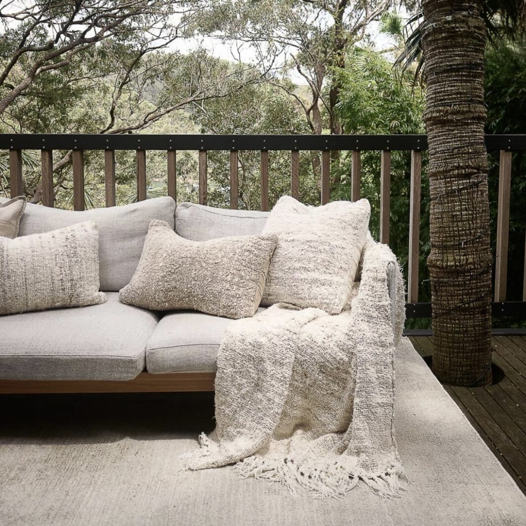 'Wabi' Handwoven Throw & Cushion - Natural - Image 4