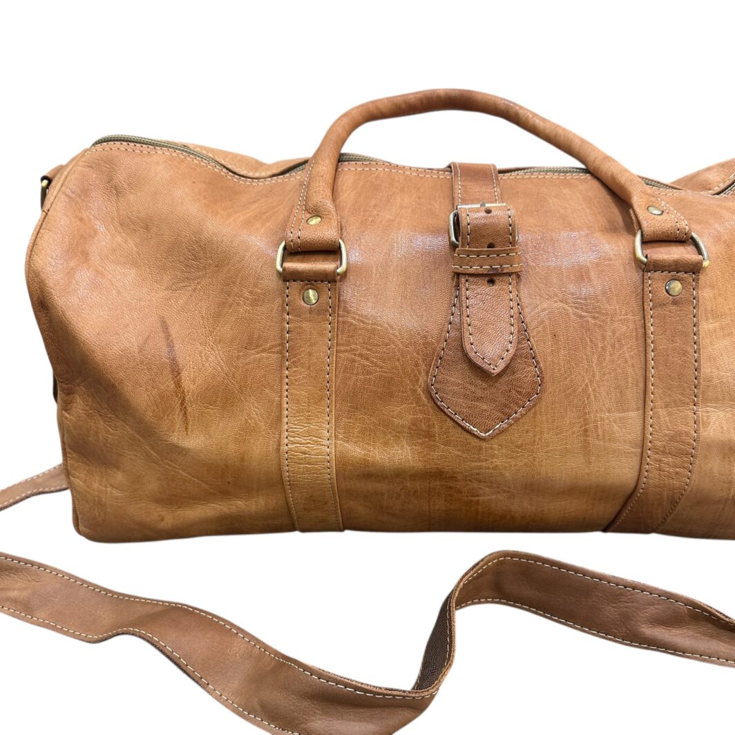 Moroccan Leather Weekend Bag - Image 6
