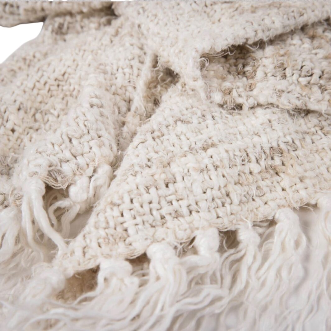 'Wabi' Handwoven Throw & Cushion - Ivory - Image 3