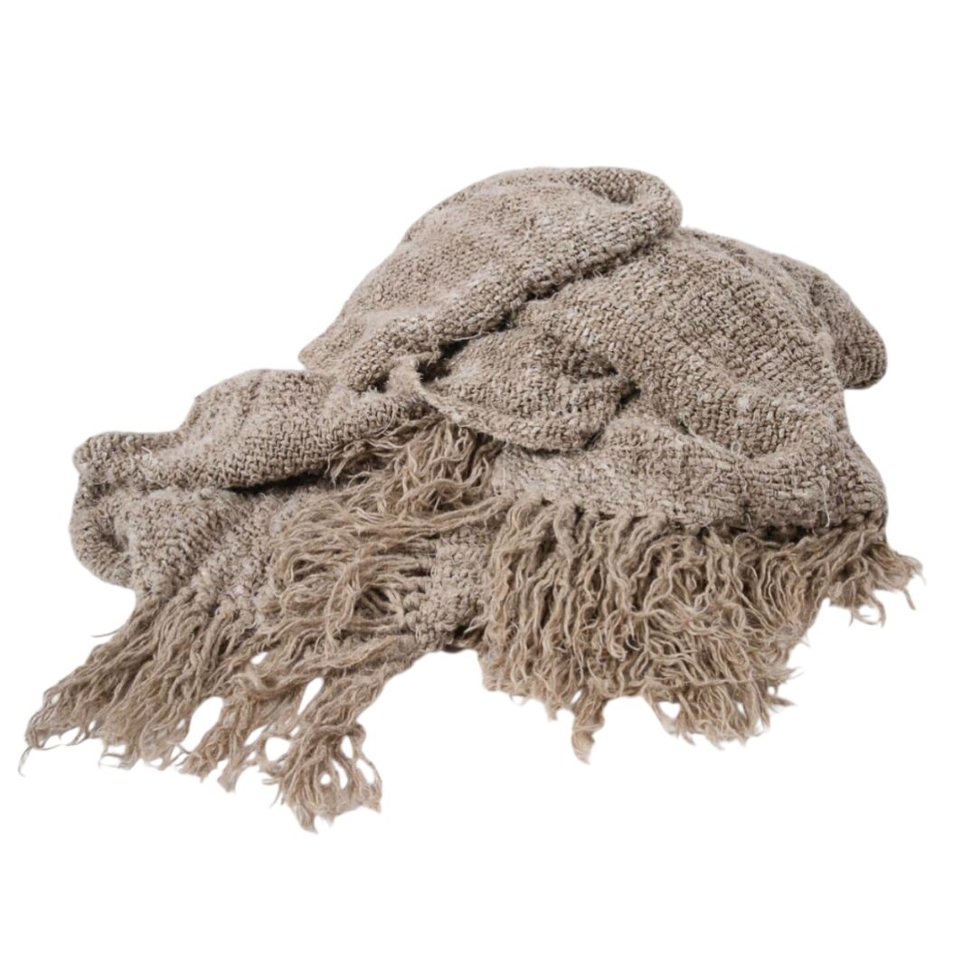 'Wabi' Handwoven Throw & Cushion - Natural