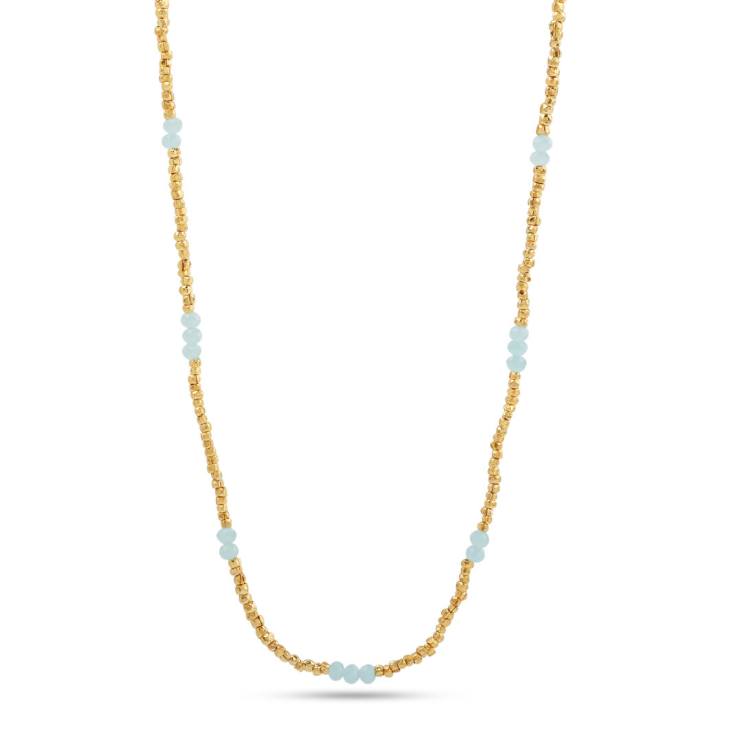 Long Beaded Peridot / Blue Chalcedony Necklace - Image 3