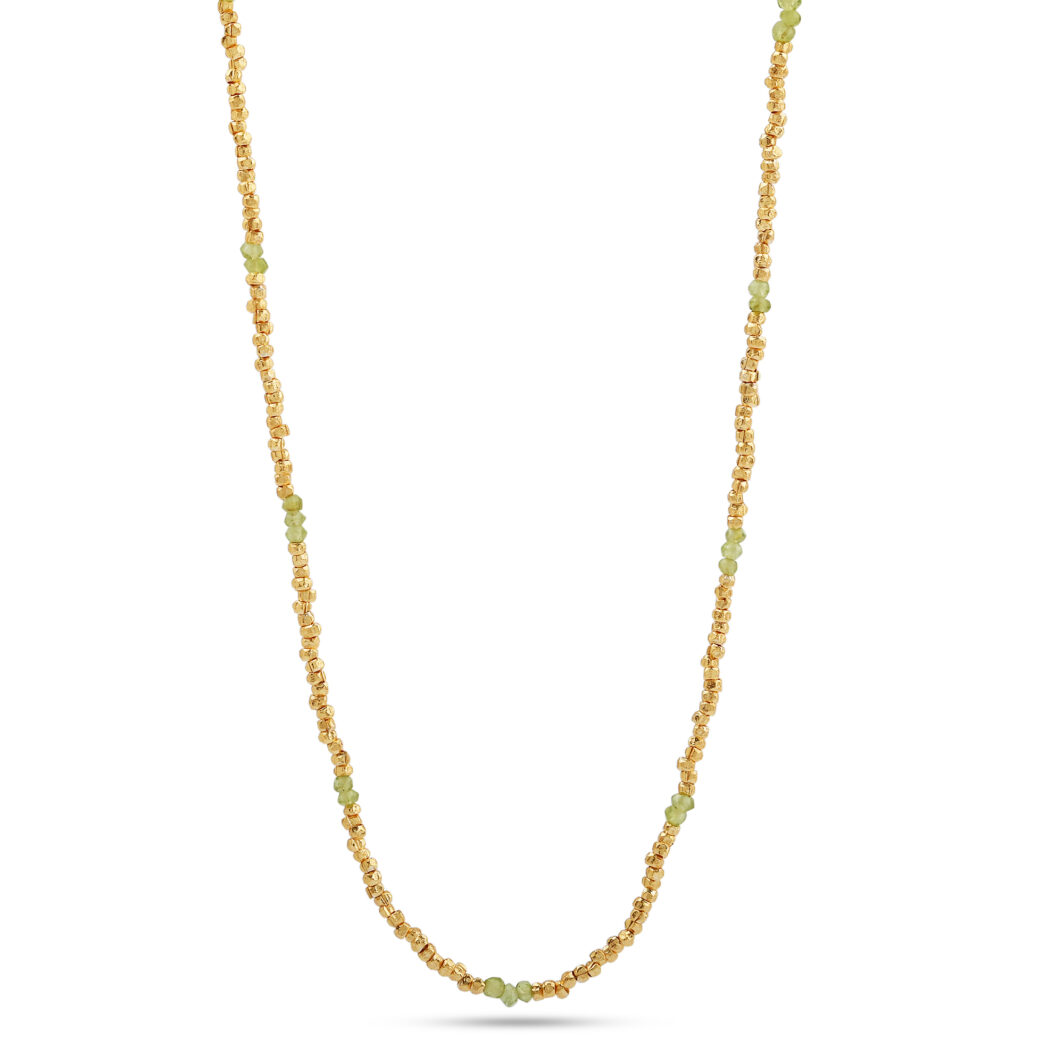 Long Beaded Peridot / Blue Chalcedony Necklace - Image 4