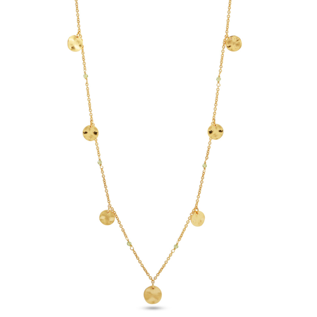 Necklace with Peridot & Gold Discs