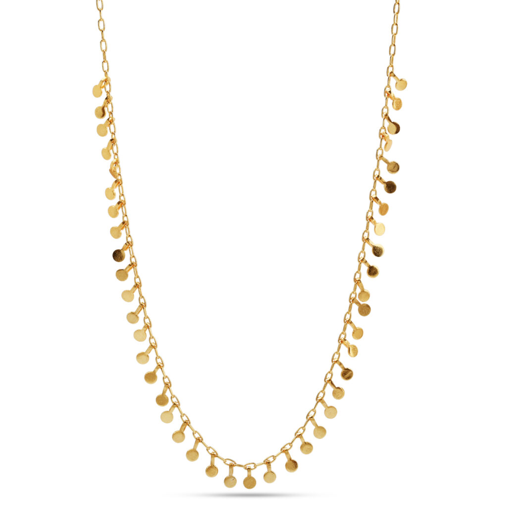 Necklace with tiny gold discs