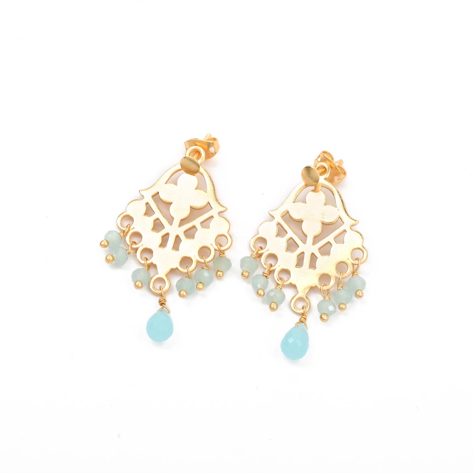 Clover Cross Drops - Blue Chalcedony - Image 2