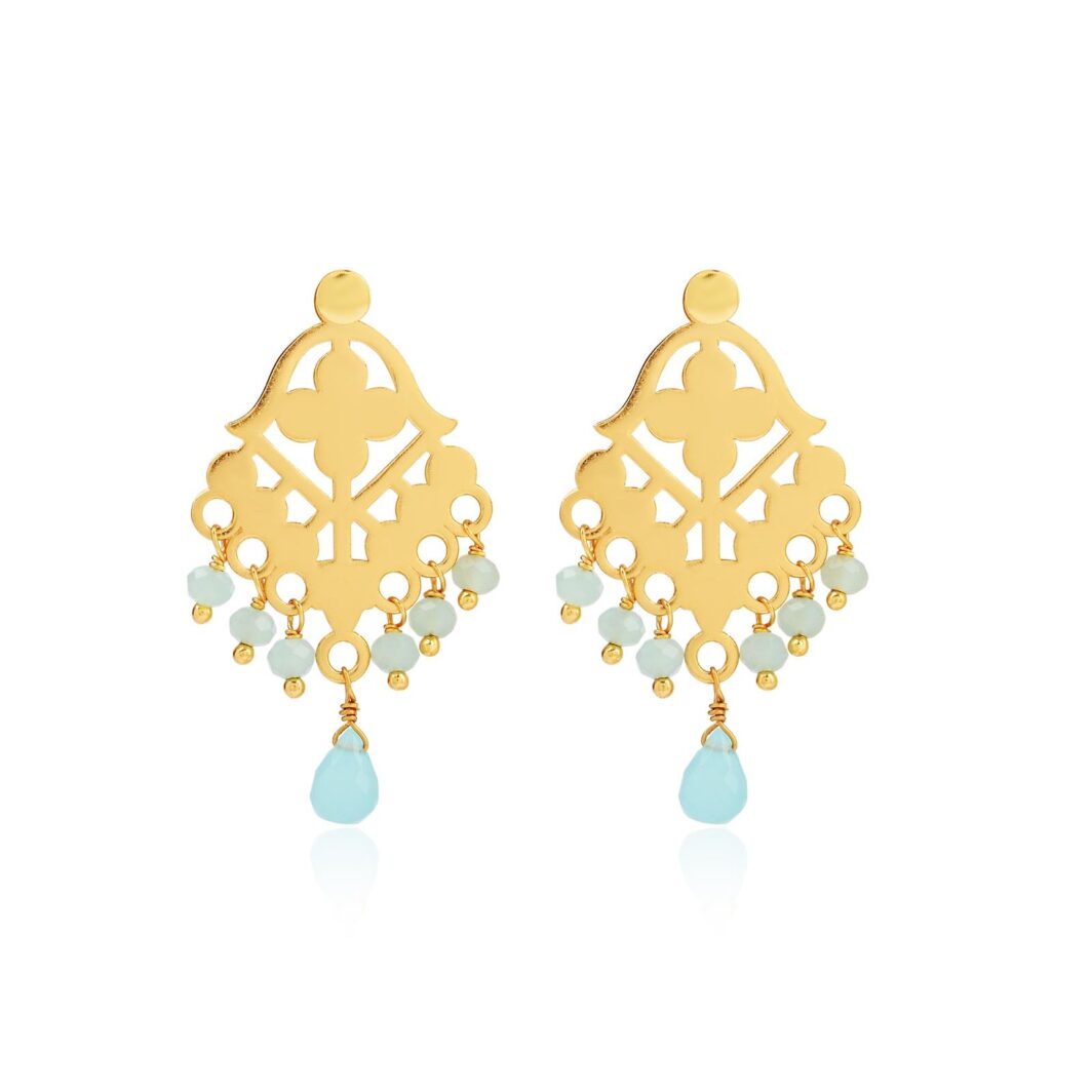 Clover Cross Drops - Blue Chalcedony
