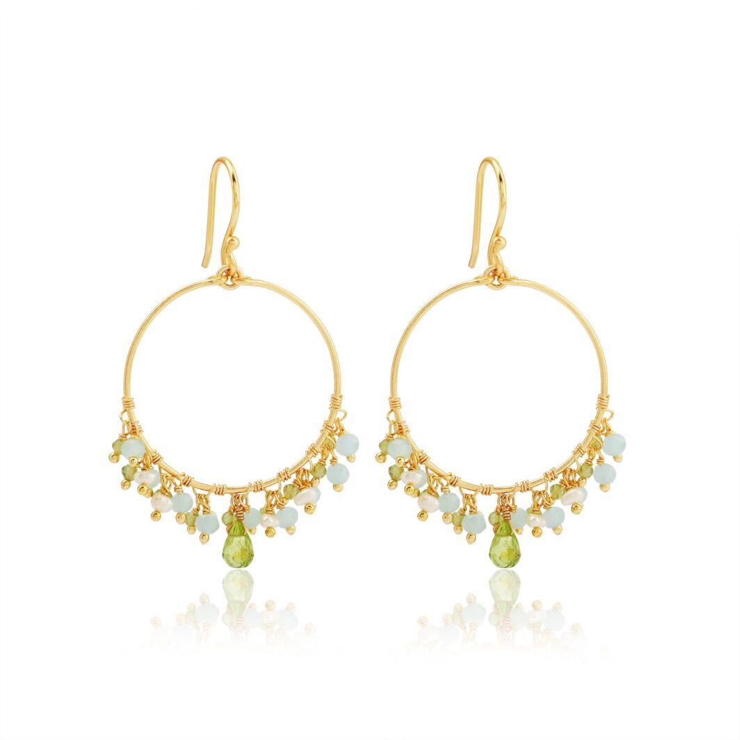 Hoops With Gems & Drops - Peridot