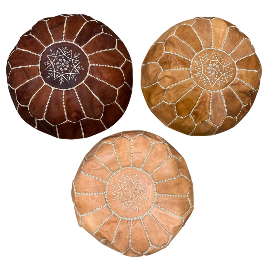 Moroccan Leather Pouffe