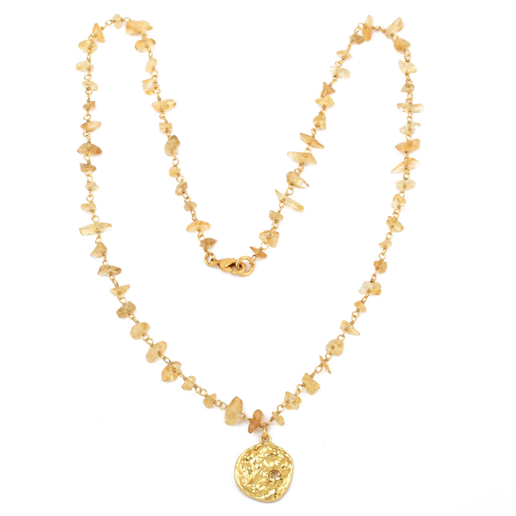 Sunstone Citrine Coin Necklace